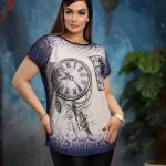 تپ ژاکارد سرشانه توردار چاپ میکس کد۸۵۶۰