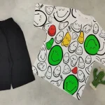 ست تیشرت شلوارک پنبه ایموجی کد ۸۵۹۱