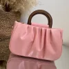 کیف زنانه و دخترانه دسته چوبی چروک چرم مصنوعی - Image 4