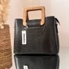 کیف دخترانه و زنانه دسته  چوبی مربعی