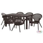 ست میز و صندلی 6 نفره حصیربافت میز کد 321 صندلی کد 999