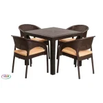 ست نهارخوری 4نفره تمام حصیری شامل 4صندلی حصیری با تشک 992 و میز حصیری323