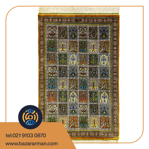 فرش دستباف 60در90 تمام ابریشم خشتی قم