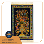فرش دستباف 60در90 تمام ابریشم نقشه گلدانی قم