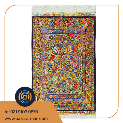 فرش دستباف تمام ابریشم بته جقه قم