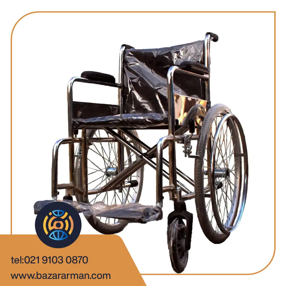 کادر عکس بازار آرمان-48 ویلچر ساده چرخ عقب پره ای بادی مدل 101f - تک نو پویش افزا - Image 1
